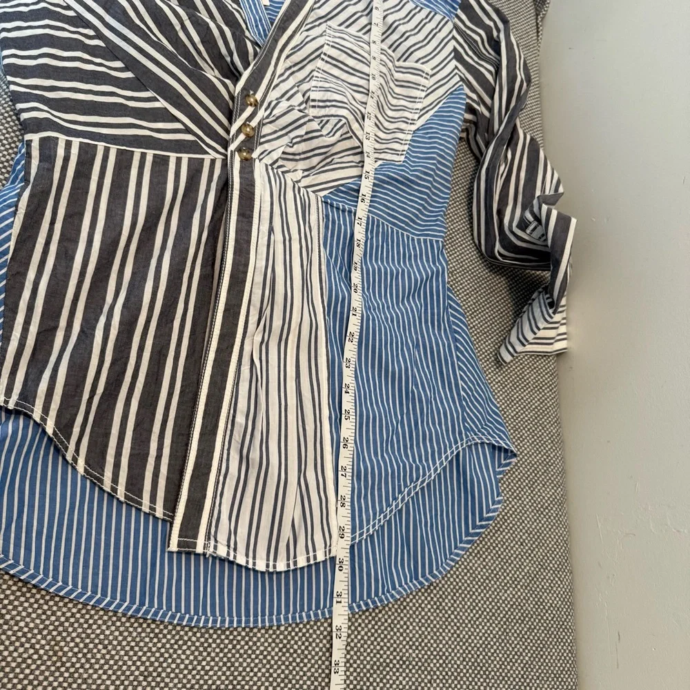 Pilcro Reworked Mixed Stripe Buttondown Shirt size L - Picture 11 of 12